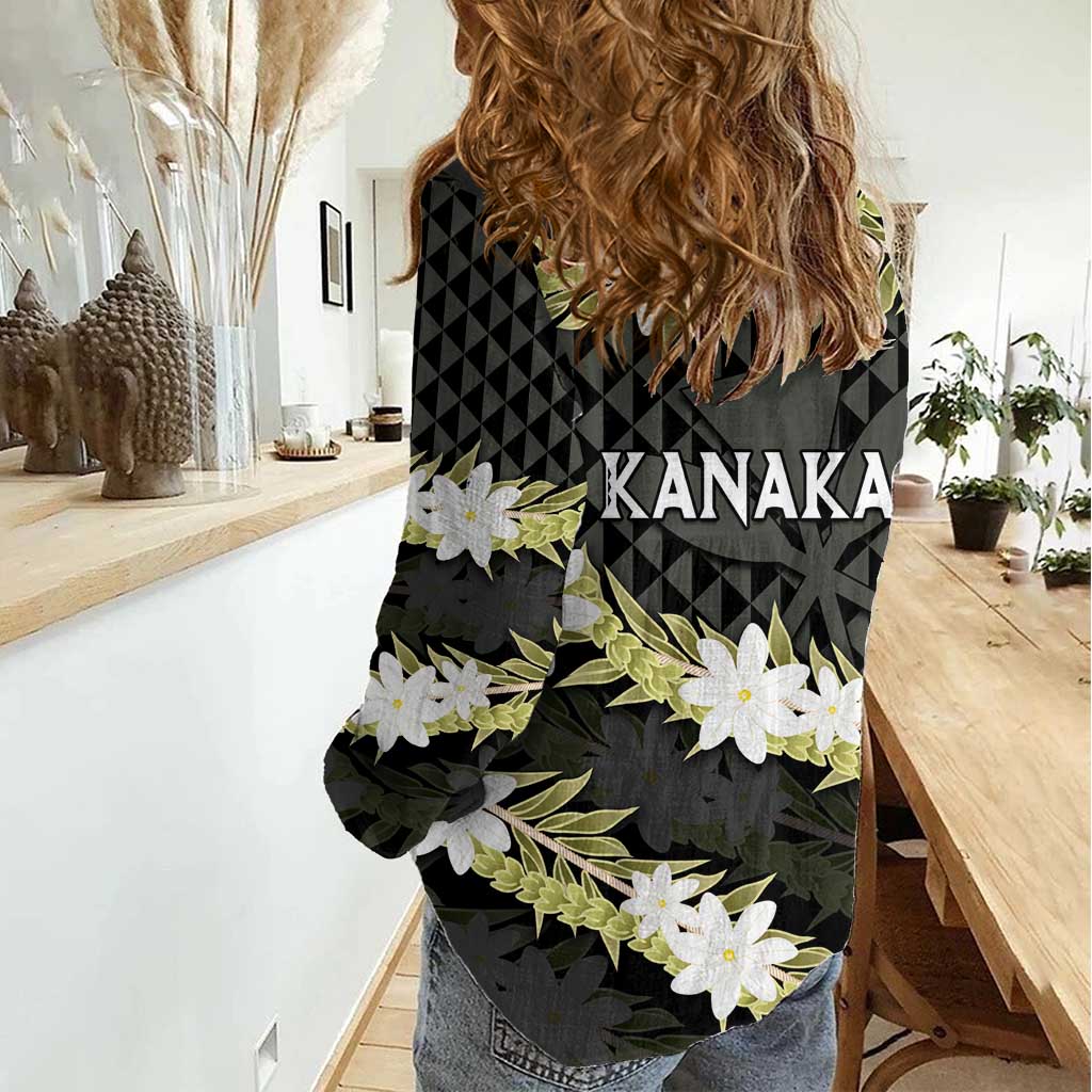 Born And Raised Aloha Hawaii Women Casual Shirt Kanaka Kakau Hawaiian Tiare Pakalana Lei LT14 - Polynesian Pride