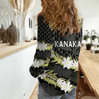 Born And Raised Aloha Hawaii Women Casual Shirt Kanaka Kakau Hawaiian Tiare Pakalana Lei LT14 - Polynesian Pride