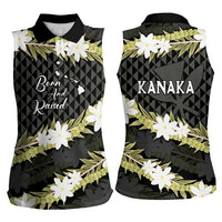 Born And Raised Aloha Hawaii Women Sleeveless Polo Shirt Kanaka Kakau Hawaiian Tiare Pakalana Lei - Polynesian Pride