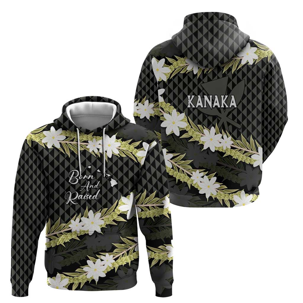 Born And Raised Aloha Hawaii Zip Hoodie Kanaka Kakau Hawaiian Tiare Pakalana Lei LT14 - Polynesian Pride