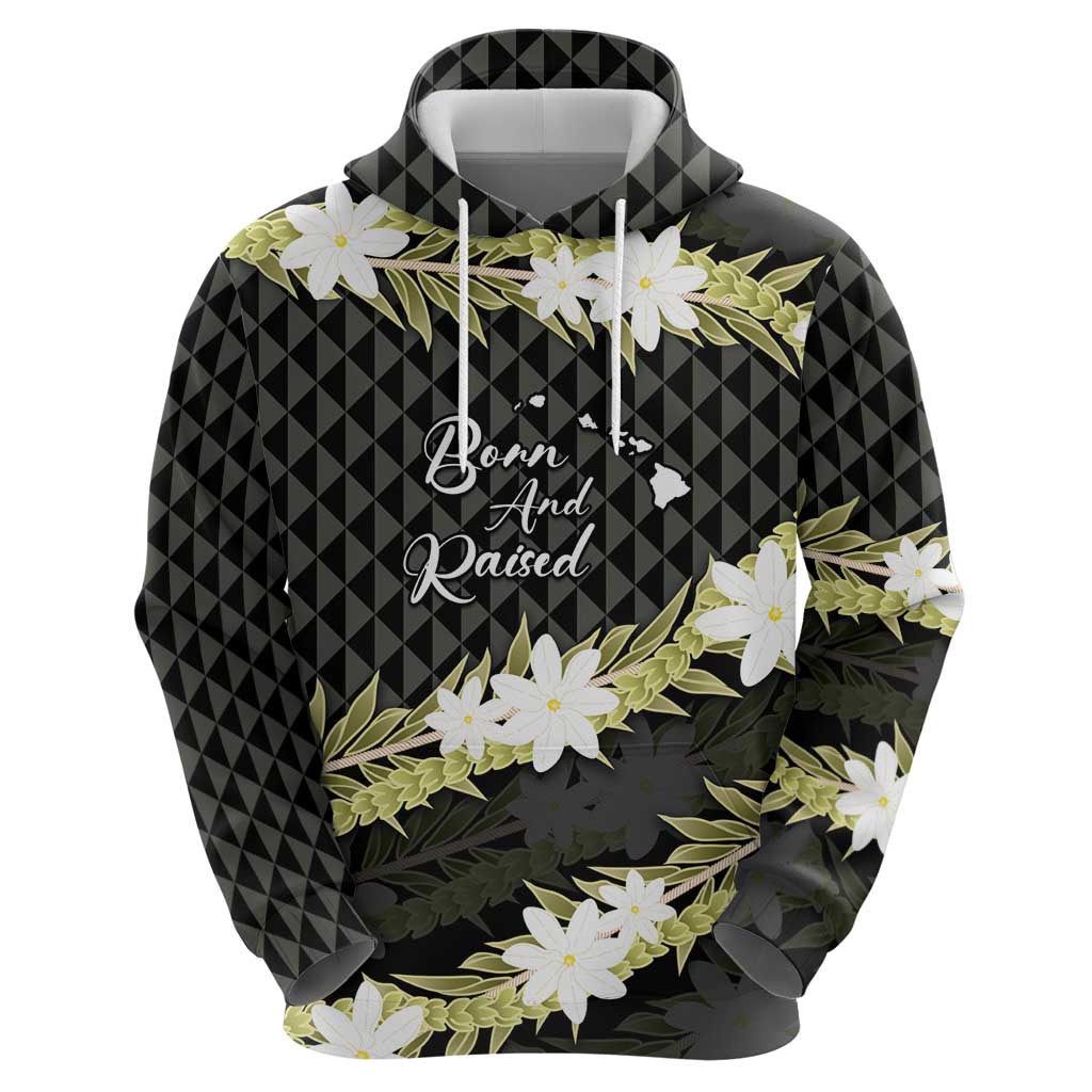 Born And Raised Aloha Hawaii Zip Hoodie Kanaka Kakau Hawaiian Tiare Pakalana Lei LT14 - Polynesian Pride