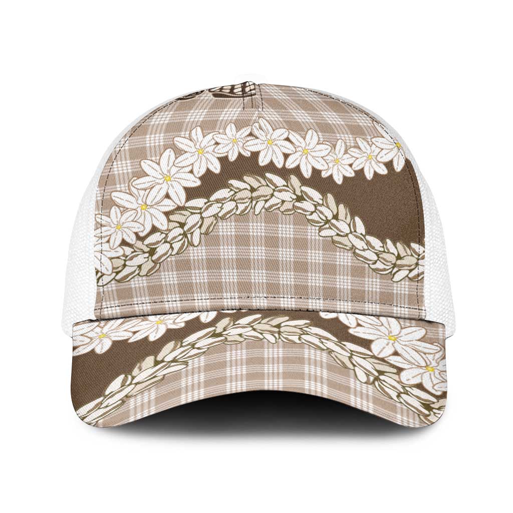 Brown Hawaii Tiare and Shell Lei Baseball Net Cap Hawaiian Palaka Luxury Vibes - Polynesian Pride