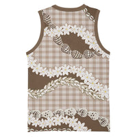 Brown Hawaii Tiare and Shell Lei Basketball Jersey Hawaiian Palaka Luxury Vibes - Polynesian Pride