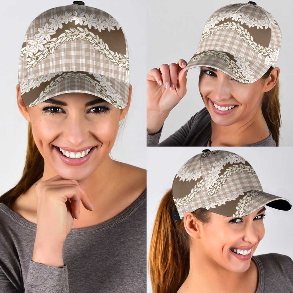 Brown Hawaii Tiare and Shell Lei Classic Cap Hawaiian Palaka Luxury Vibes - Polynesian Pride
