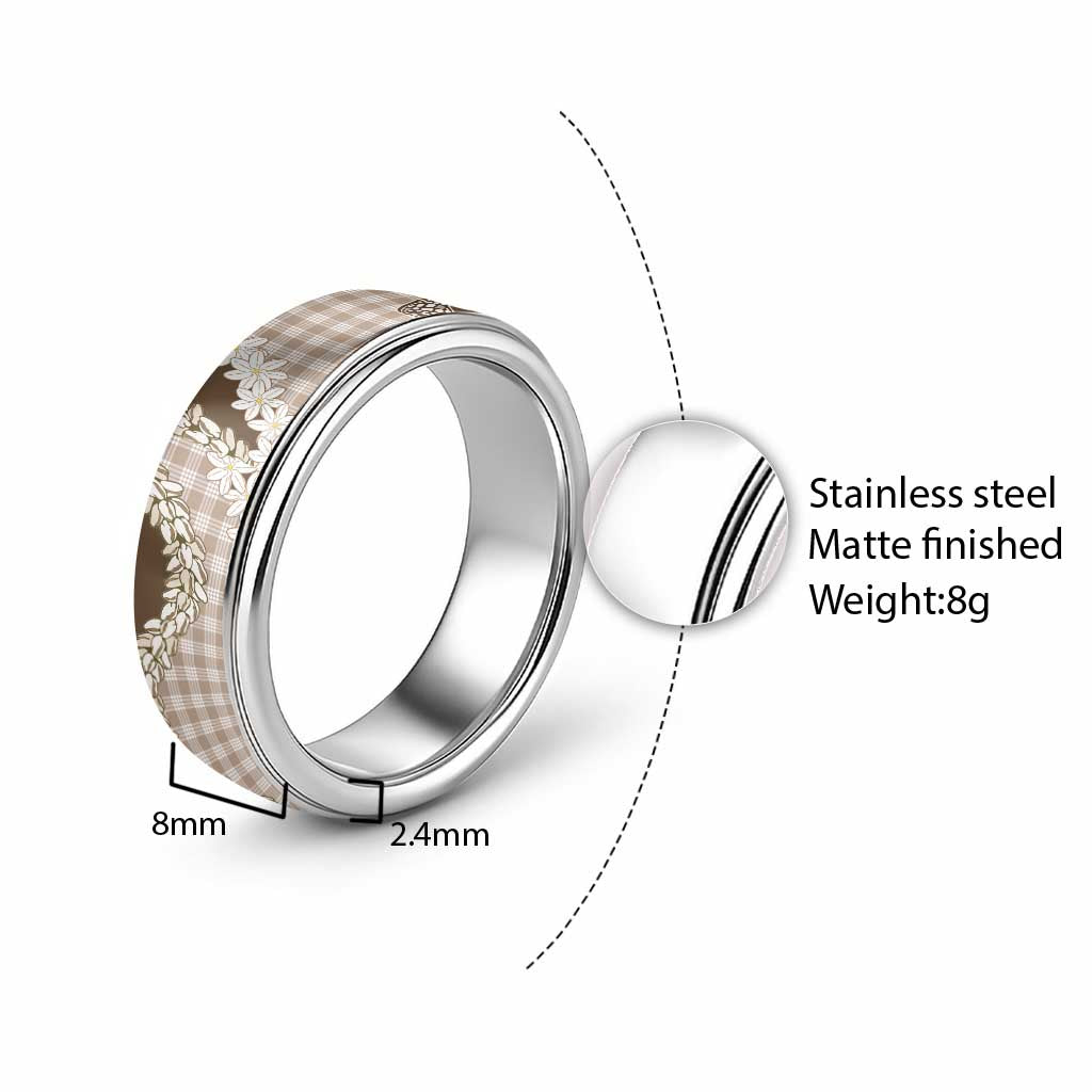 Brown Hawaii Tiare and Shell Lei Classic Ring Hawaiian Palaka Luxury Vibes - Polynesian Pride