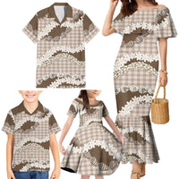 Brown Hawaii Tiare and Shell Lei Family Matching Mermaid Dress and Hawaiian Shirt Hawaiian Palaka Luxury Vibes LT14 - Polynesian Pride