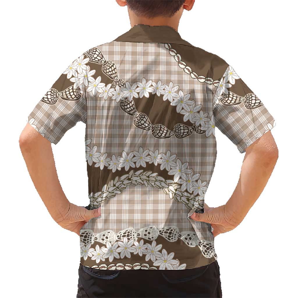 Brown Hawaii Tiare and Shell Lei Family Matching Puletasi and Hawaiian Shirt Hawaiian Palaka Luxury Vibes LT14 - Polynesian Pride