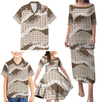 Brown Hawaii Tiare and Shell Lei Family Matching Puletasi and Hawaiian Shirt Hawaiian Palaka Luxury Vibes LT14 - Polynesian Pride