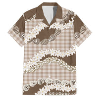 Brown Hawaii Tiare and Shell Lei Family Matching Puletasi and Hawaiian Shirt Hawaiian Palaka Luxury Vibes LT14 Dad's Shirt - Short Sleeve Brown - Polynesian Pride