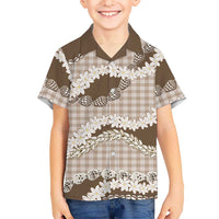 Brown Hawaii Tiare and Shell Lei Family Matching Puletasi and Hawaiian Shirt Hawaiian Palaka Luxury Vibes LT14 Son's Shirt Brown - Polynesian Pride