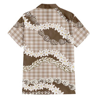 Brown Hawaii Tiare and Shell Lei Family Matching Short Sleeve Bodycon Dress and Hawaiian Shirt Hawaiian Palaka Luxury Vibes LT14 - Polynesian Pride