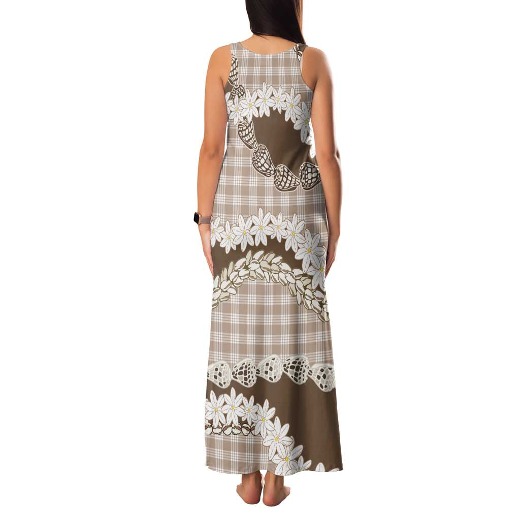 Brown Hawaii Tiare and Shell Lei Family Matching Tank Maxi Dress and Hawaiian Shirt Hawaiian Palaka Luxury Vibes LT14 - Polynesian Pride