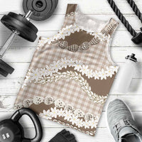 Brown Hawaii Tiare and Shell Lei Men Tank Top Hawaiian Palaka Luxury Vibes - Polynesian Pride