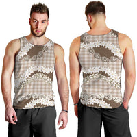Brown Hawaii Tiare and Shell Lei Men Tank Top Hawaiian Palaka Luxury Vibes - Polynesian Pride