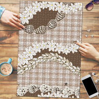 Brown Hawaii Tiare and Shell Lei Puzzle Hawaiian Palaka Luxury Vibes - Polynesian Pride