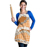 Orange Hawaii Tiare and Shell Lei Apron Hawaiian Palaka Luxury Vibes - Polynesian Pride