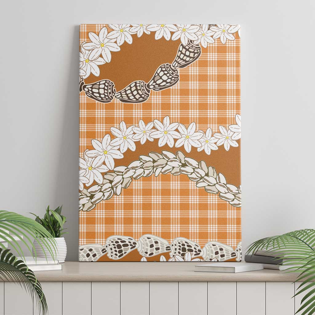 Orange Hawaii Tiare and Shell Lei Canvas Wall Art Hawaiian Palaka Luxury Vibes - Polynesian Pride