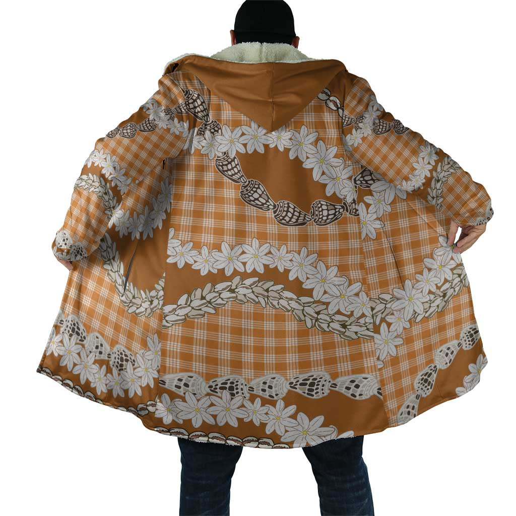 Orange Hawaii Tiare and Shell Lei Cloak Hawaiian Palaka Luxury Vibes - Polynesian Pride