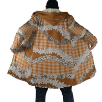 Orange Hawaii Tiare and Shell Lei Cloak Hawaiian Palaka Luxury Vibes - Polynesian Pride