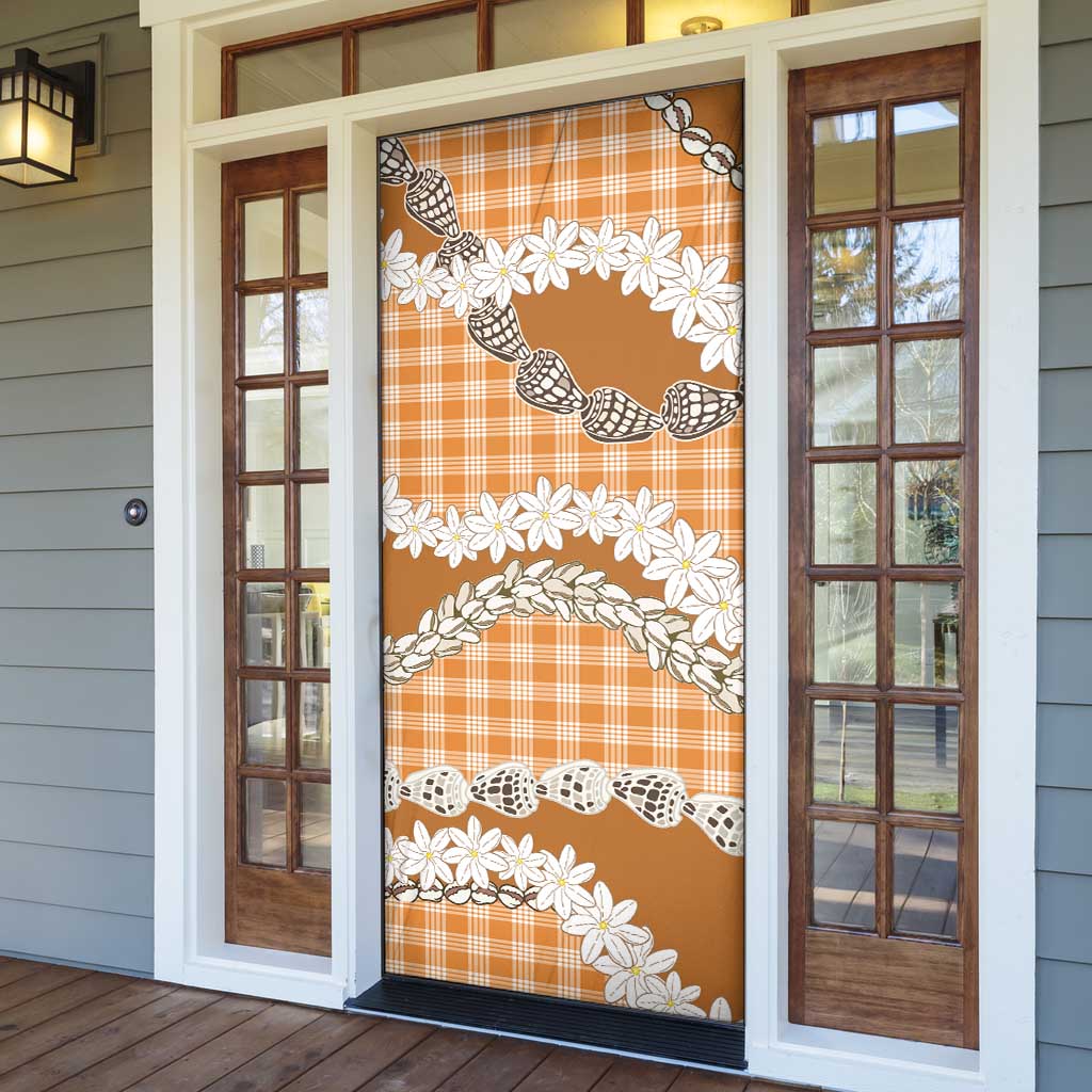 Orange Hawaii Tiare and Shell Lei Door Cover Hawaiian Palaka Luxury Vibes - Polynesian Pride
