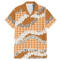 Orange Hawaii Tiare and Shell Lei Family Matching Long Sleeve Bodycon Dress and Hawaiian Shirt Hawaiian Palaka Luxury Vibes LT14 Dad's Shirt - Short Sleeve Orange - Polynesian Pride
