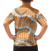 Orange Hawaii Tiare and Shell Lei Family Matching Off The Shoulder Long Sleeve Dress and Hawaiian Shirt Hawaiian Palaka Luxury Vibes LT14 - Polynesian Pride