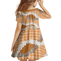 Orange Hawaii Tiare and Shell Lei Family Matching Off Shoulder Maxi Dress and Hawaiian Shirt Hawaiian Palaka Luxury Vibes LT14 - Polynesian Pride