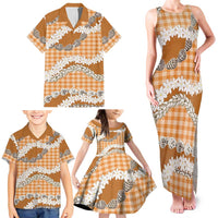 Orange Hawaii Tiare and Shell Lei Family Matching Tank Maxi Dress and Hawaiian Shirt Hawaiian Palaka Luxury Vibes LT14 - Polynesian Pride