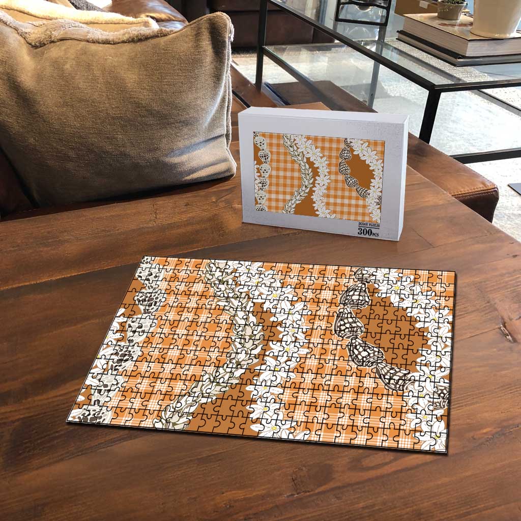 Orange Hawaii Tiare and Shell Lei Puzzle Hawaiian Palaka Luxury Vibes - Polynesian Pride