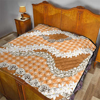 Orange Hawaii Tiare and Shell Lei Quilt Hawaiian Palaka Luxury Vibes - Polynesian Pride