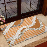 Orange Hawaii Tiare and Shell Lei Rubber Doormat Hawaiian Palaka Luxury Vibes - Polynesian Pride