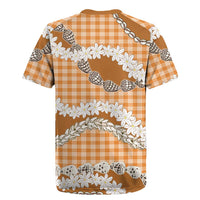Orange Hawaii Tiare and Shell Lei Rugby Jersey Hawaiian Palaka Luxury Vibes - Polynesian Pride
