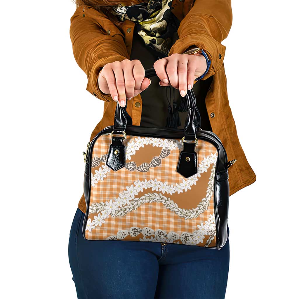 Orange Hawaii Tiare and Shell Lei Shoulder Handbag Hawaiian Palaka Luxury Vibes - Polynesian Pride