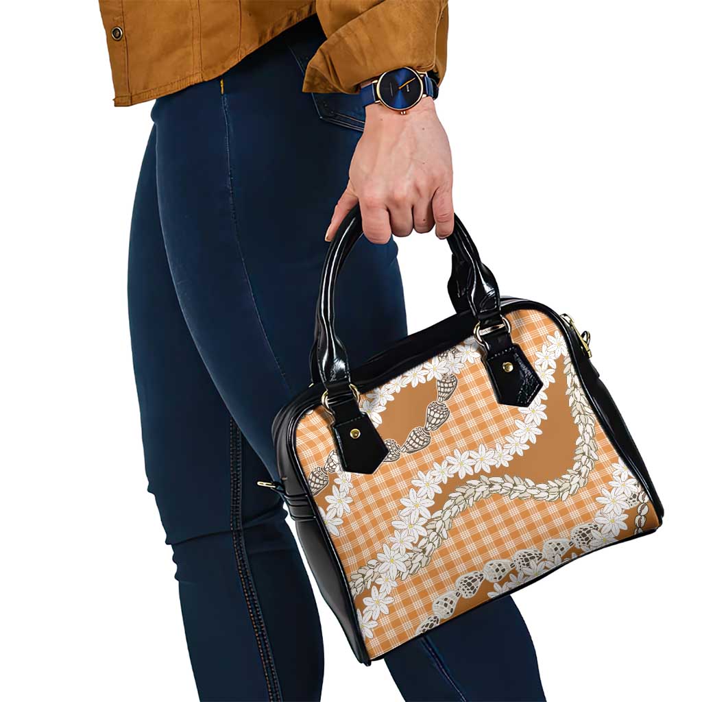 Orange Hawaii Tiare and Shell Lei Shoulder Handbag Hawaiian Palaka Luxury Vibes - Polynesian Pride