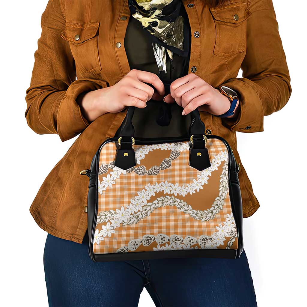 Orange Hawaii Tiare and Shell Lei Shoulder Handbag Hawaiian Palaka Luxury Vibes - Polynesian Pride
