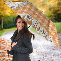 Orange Hawaii Tiare and Shell Lei Umbrella Hawaiian Palaka Luxury Vibes - Polynesian Pride