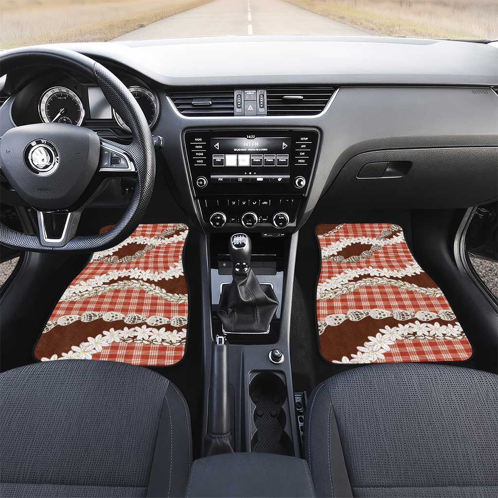 Red Hawaii Tiare and Shell Lei Car Mats Hawaiian Palaka Luxury Vibes - Polynesian Pride