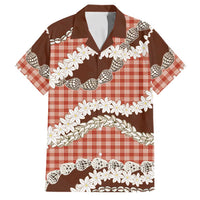 Red Hawaii Tiare and Shell Lei Family Matching Off The Shoulder Long Sleeve Dress and Hawaiian Shirt Hawaiian Palaka Luxury Vibes LT14 Dad's Shirt - Short Sleeve Red - Polynesian Pride