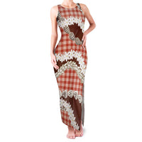 Red Hawaii Tiare and Shell Lei Family Matching Tank Maxi Dress and Hawaiian Shirt Hawaiian Palaka Luxury Vibes LT14 Mom's Dress Red - Polynesian Pride