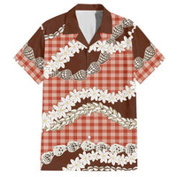 Red Hawaii Tiare and Shell Lei Hawaiian Shirt Hawaiian Palaka Luxury Vibes - Polynesian Pride