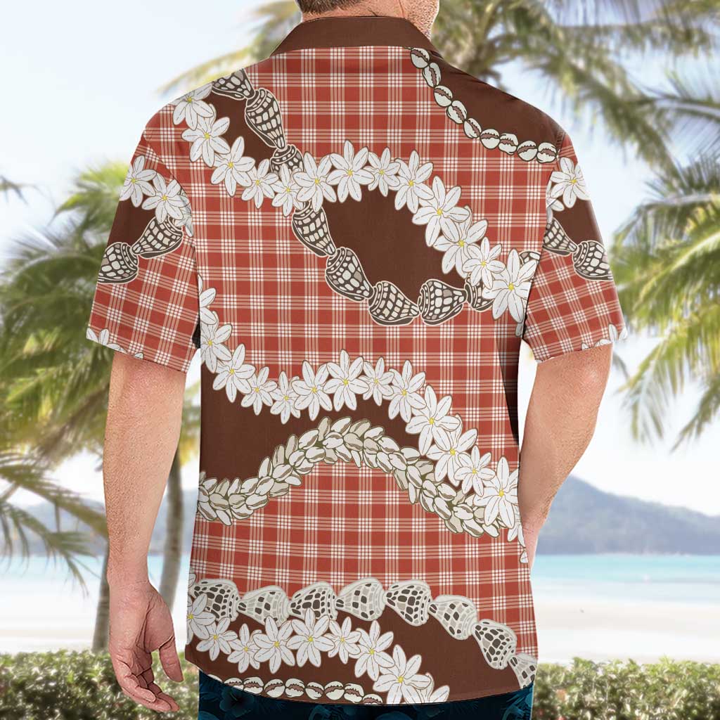 Red Hawaii Tiare and Shell Lei Hawaiian Shirt Hawaiian Palaka Luxury Vibes - Polynesian Pride