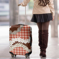 Red Hawaii Tiare and Shell Lei Luggage Cover Hawaiian Palaka Luxury Vibes - Polynesian Pride