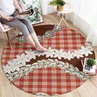 Red Hawaii Tiare and Shell Lei Round Carpet Hawaiian Palaka Luxury Vibes - Polynesian Pride