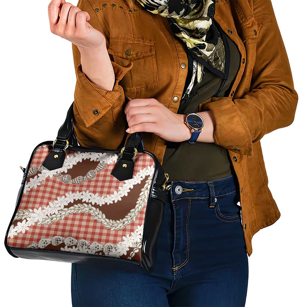 Red Hawaii Tiare and Shell Lei Shoulder Handbag Hawaiian Palaka Luxury Vibes - Polynesian Pride