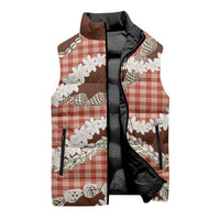Red Hawaii Tiare and Shell Lei Sleeveless Puffer Jacket Hawaiian Palaka Luxury Vibes - Polynesian Pride