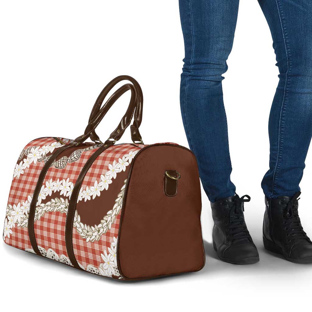 Red Hawaii Tiare and Shell Lei Travel Bag Hawaiian Palaka Luxury Vibes - Polynesian Pride