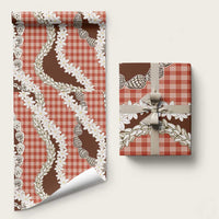 Red Hawaii Tiare and Shell Lei Wrapping Paper Hawaiian Palaka Luxury Vibes - Polynesian Pride