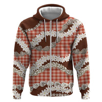 Red Hawaii Tiare and Shell Lei Zip Hoodie Hawaiian Palaka Luxury Vibes - Polynesian Pride