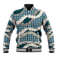 Dark Cyan Hawaii Tiare and Shell Lei Baseball Jacket Hawaiian Palaka Luxury Vibes - Polynesian Pride