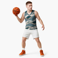 Dark Cyan Hawaii Tiare and Shell Lei Basketball Jersey Hawaiian Palaka Luxury Vibes - Polynesian Pride